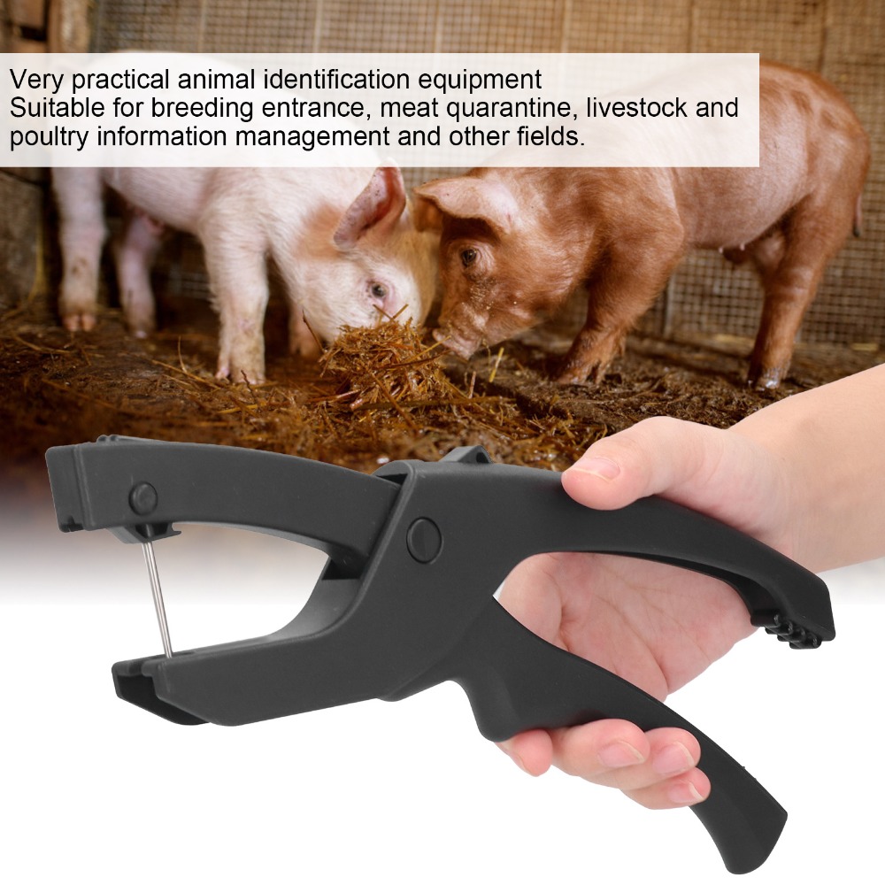Livestock Ear Tag - Zwarte oormerkapplicator tang van plastic, lichtgewicht,